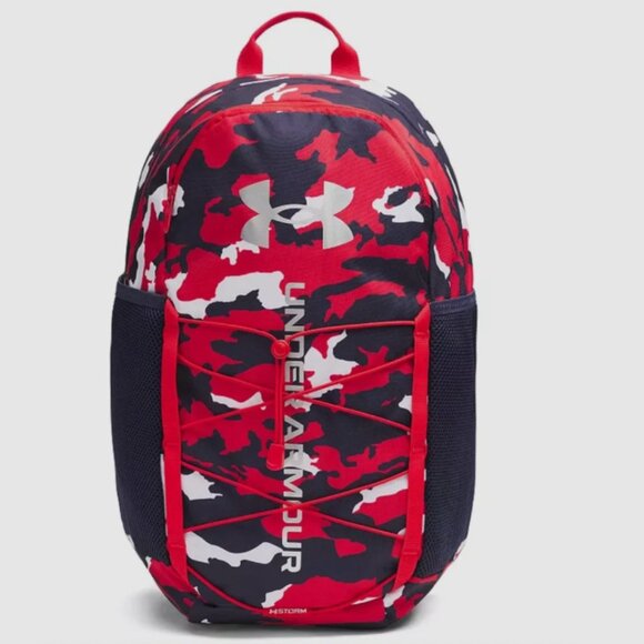 NWT Under Armour UA Hustle Sport Unisex Backpack 1364181 Navy Red - Picture 3 of 5